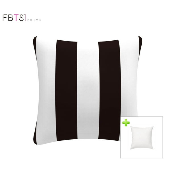 Fbts Prime Outdoor Decorative Pillows With Insert Black And White Stripe Patio Accent Throw Covers 18x18 Inches Square Cushions For Couch Bed Sofa Furniture Com Fbts Prime Outdoor Decorative Pillows, Outdoor Furniture Accent Pillows