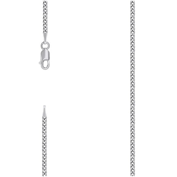 Sterling Silver Solid Super Flat Cuban Chain Rhodium 060 2.3mm-14