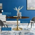 thumbnail image 3 of Pemberly Row 60" Oval Modern Wood/Metal Dining Table in Cherry/Gold, 3 of 5