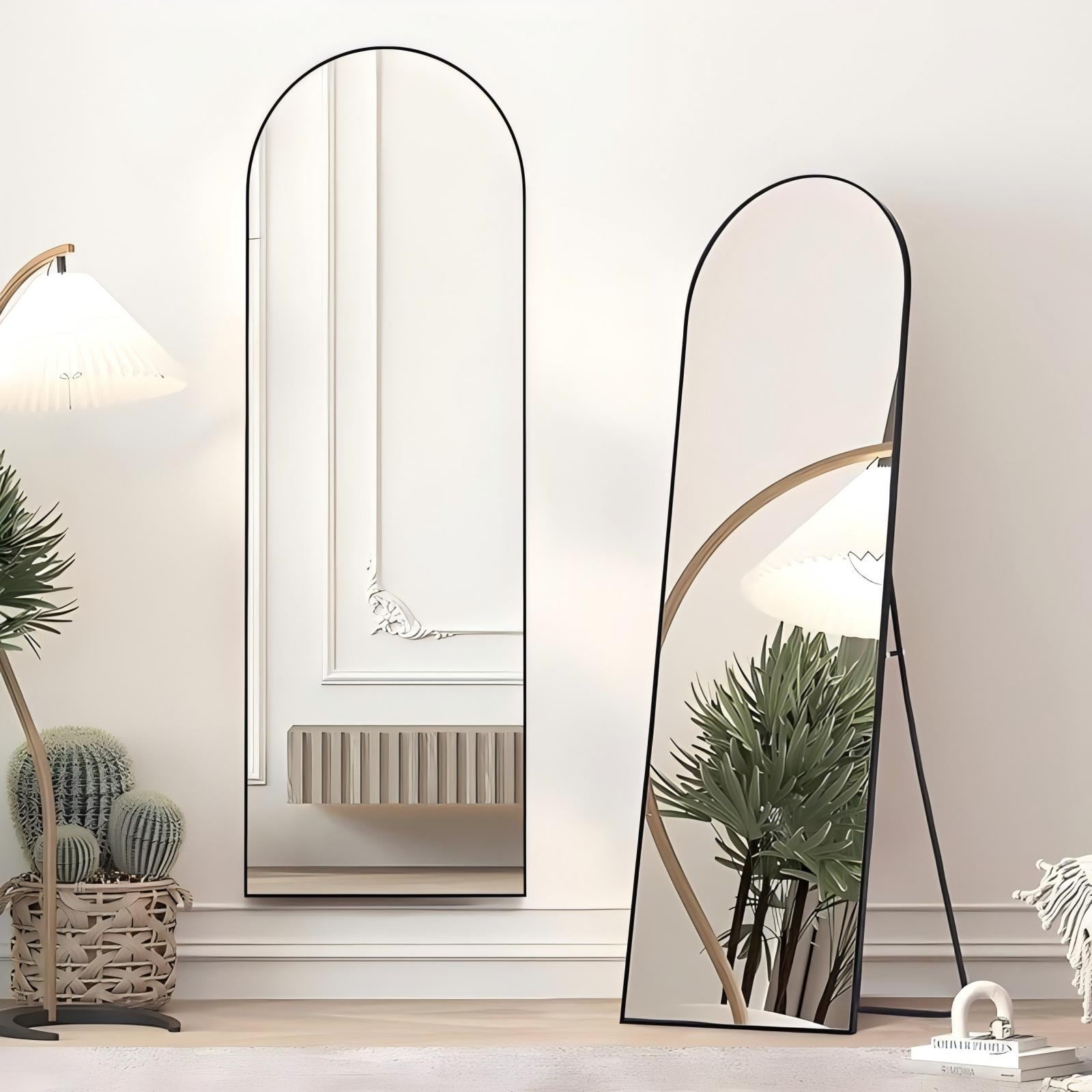 Lumora 59"x 16.5" Arch Full Length Mirror with Stand, Modern Full Body Mirror,Black