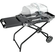 Grisun Portable Grill Cart for Ninja Woodfire Grill OG700 Series, Folding Outdoor Grill Stand for Ninja OG701, Pit Boss 10697/10724, 22" Blackstone,Traeger Ranger Griddle with Table Shelf and Basket