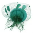 thumbnail image 6 of Women's Feather Fascinators Hat - Hair Pin Headwear Pillbox Hat Green (One Size), 6 of 6