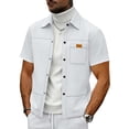thumbnail image 5 of Western Shirts for Men Short Sleeve Waffle Pearl Snap Shirts for Men Button Up Shirt Cowboy Casual Work Shirt Size 3XL White, 5 of 6