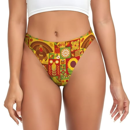 Adobk Thanksgiving Day Print Seamless Women Underwear Thongs No Show Ladies Thong No Line Breathable Comfortable Panties Undies for Women-X-Small