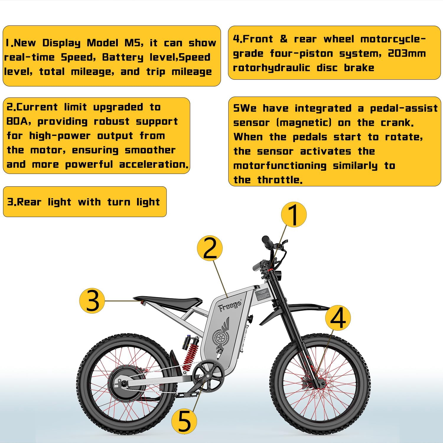 FREEGO X2 Pro Electric Dirt Bike 6000W(Peak) Motor 60V/30Ah Battery,50MPH/80Mile UL2849