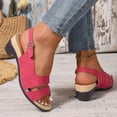 thumbnail image 4 of Domuza Womens Orthopedic Sandals Dressy Wedge Open Toe Slingback Platform Chunky Heels Sandals Ladies Elegant Cute Heeled Shoes with Ankle Strap Non Slip Sandal Red 9（EU-42）, 4 of 7