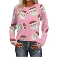 thumbnail image 2 of HOMBOM Ugly Tops for Women Long Sleeve Casual Christmas Pink Snowman Crewneck Womens Tee Shirts Xmas, 2 of 8