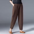thumbnail image 2 of GZWYHT Summer Pants,Petite Pants,Women's New Casual Loose Large Solid Color Slimming Nine Point Pants,High Waisted Pants,Pants for Women,Plus Size Pants,Coffee,3XL, 2 of 4