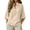Beige, variant on Women's Cotton Linen Shirts Summer Half Sleeve V Neck Casual Blouse Top