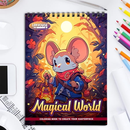 LBKHOUSE Magical World Coloring Book for Adult Spiral Bound Soft Cover