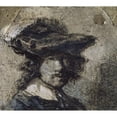 thumbnail image 3 of Rembrandt Van Rijn, 16x15 Black Modern Framed Museum Art Print Titled - Self Portrait With Cap of Feathers and a Whitecollar - Study, 3 of 5