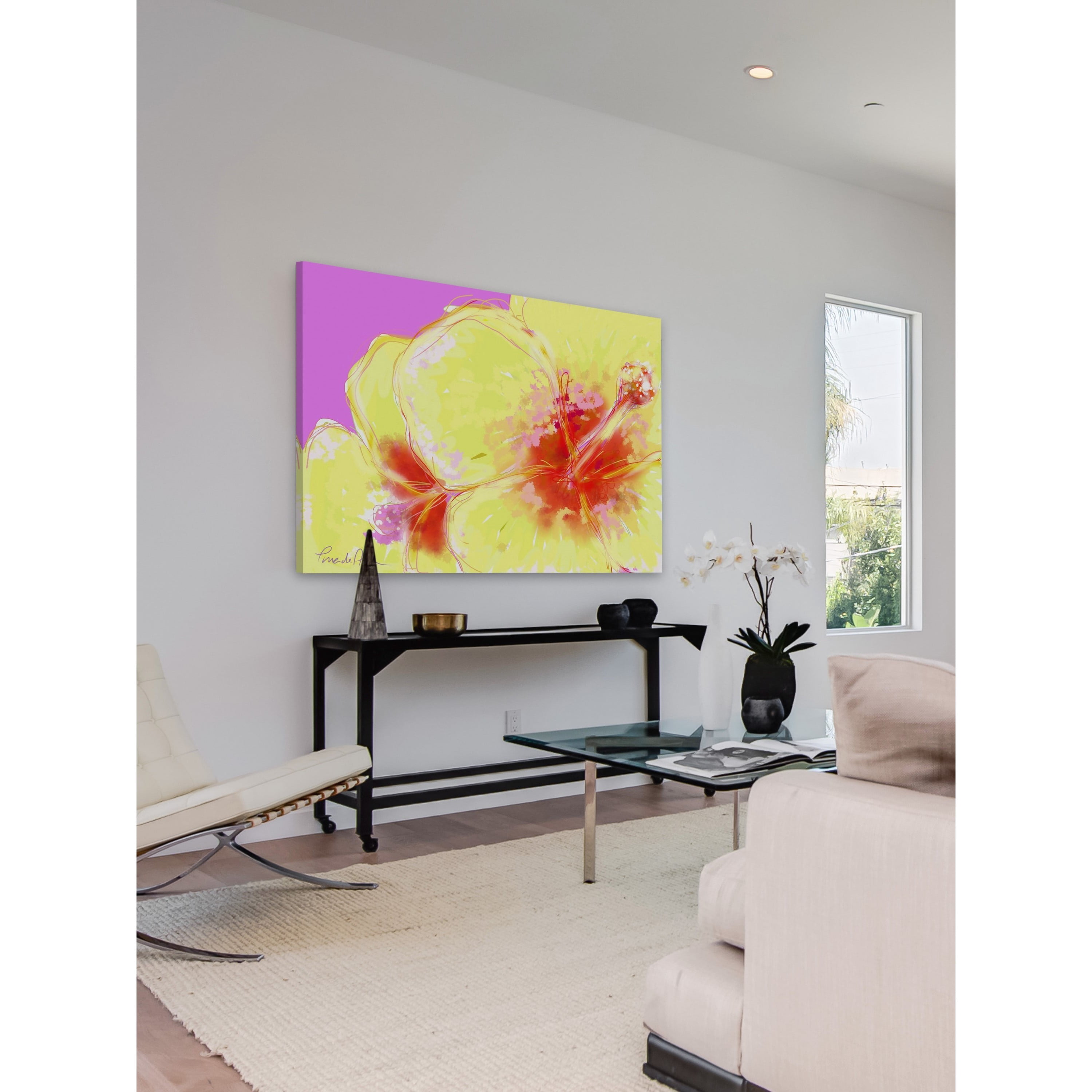 Marmont Hill "Yellow Hibiscus" by Arthur Pina Painting Print on Wrapped Canvas