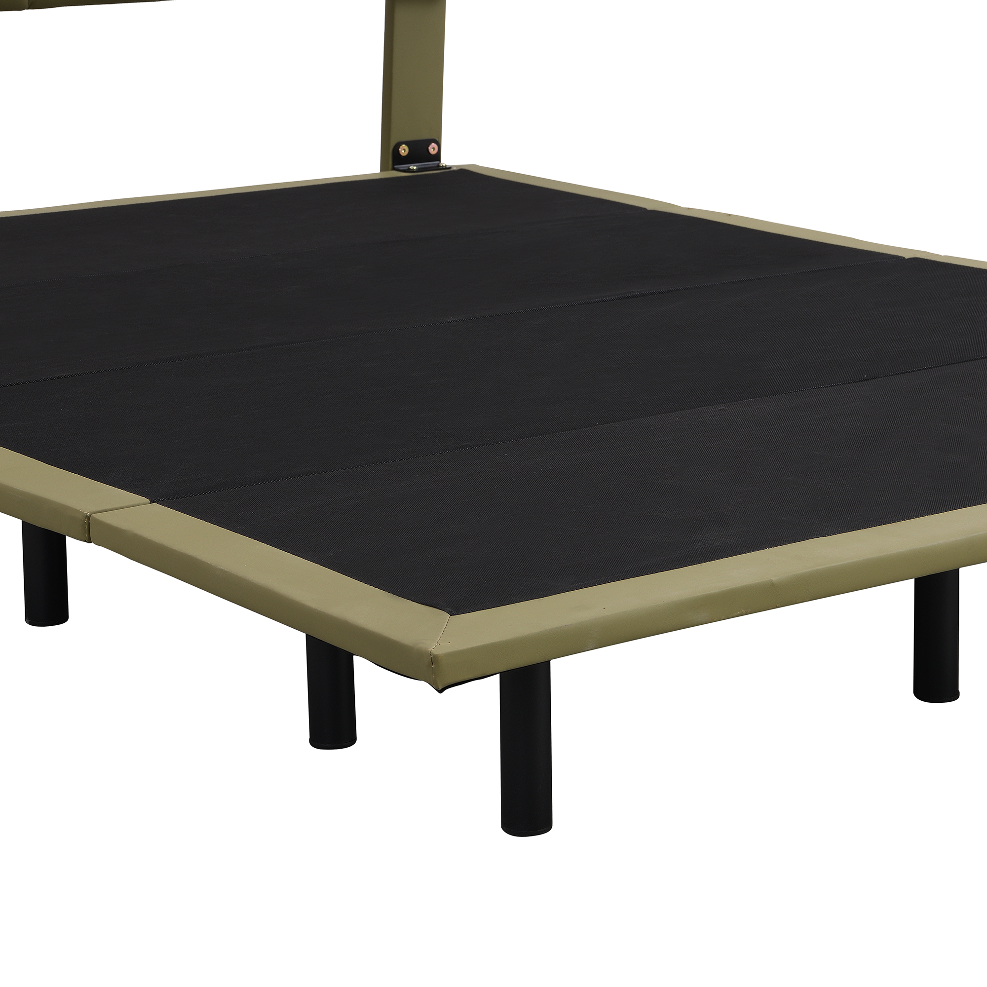Euroco Full Size Upholstery Floating Bed with LED Lights, PU Leather Headboard Platform Bed for Kids Teens Adults, Green