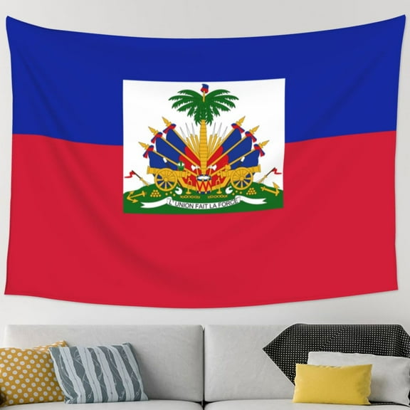 Haitian Flag Tapestry Wall Hanging Tapestry For Bedroom Living Room Dorm (60 * 90 Inches)