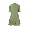 thumbnail image 4 of OUSITAID Women’s Summer Dress Short Sleeve Button Ruffle Sleeve  Neck Mini Dress Solid Color Loose Fit Short Flowy Pleated Dress, 4 of 5