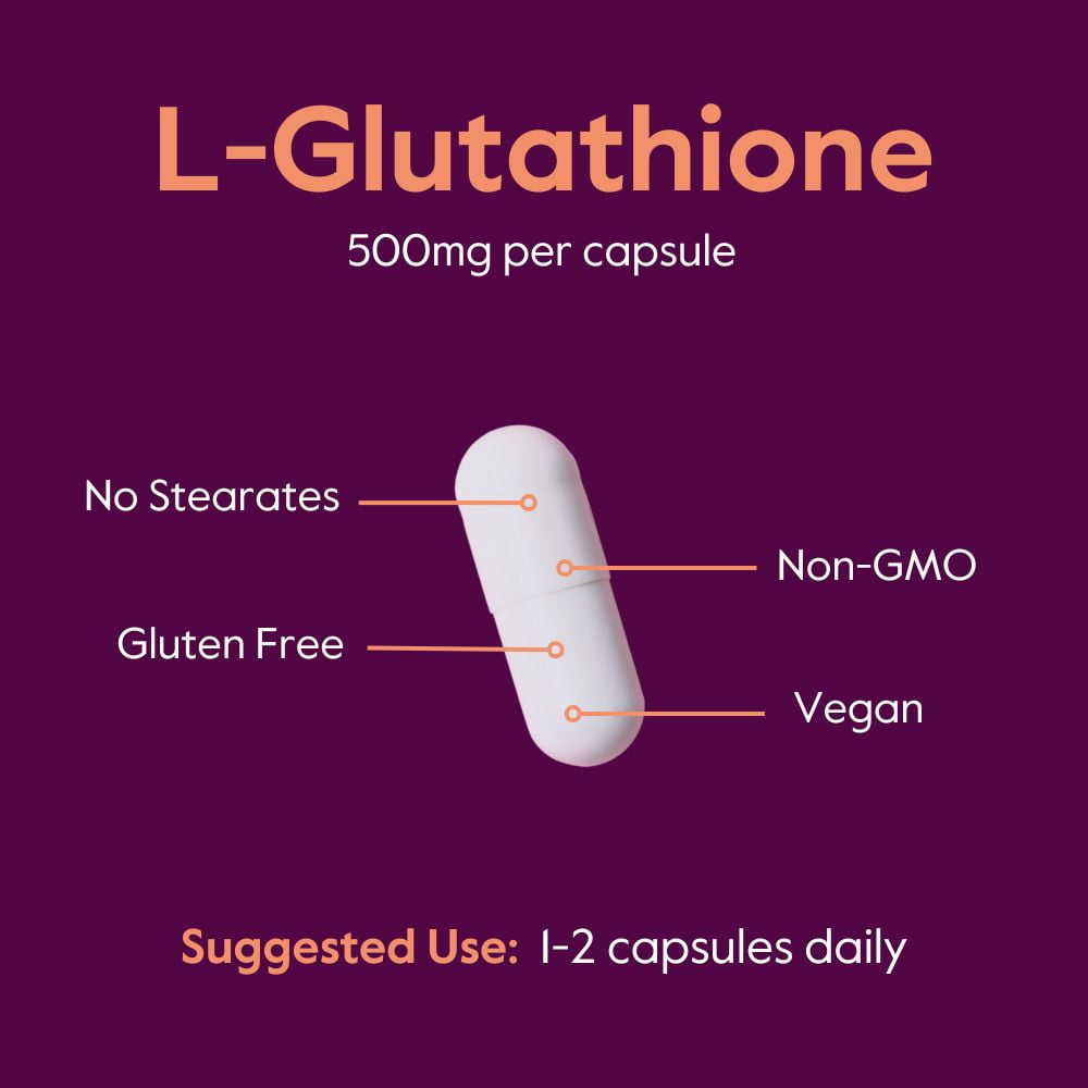 Reduced L-Glutathione 500mg (120 Vegetarian Capsules) (120 x 2) - No Stearates - Vegan