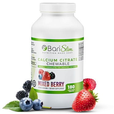 BariSlim Calcium Citrate Chewable Tablets for Bariatric Patients, Unisex, Adults | 90 Servings