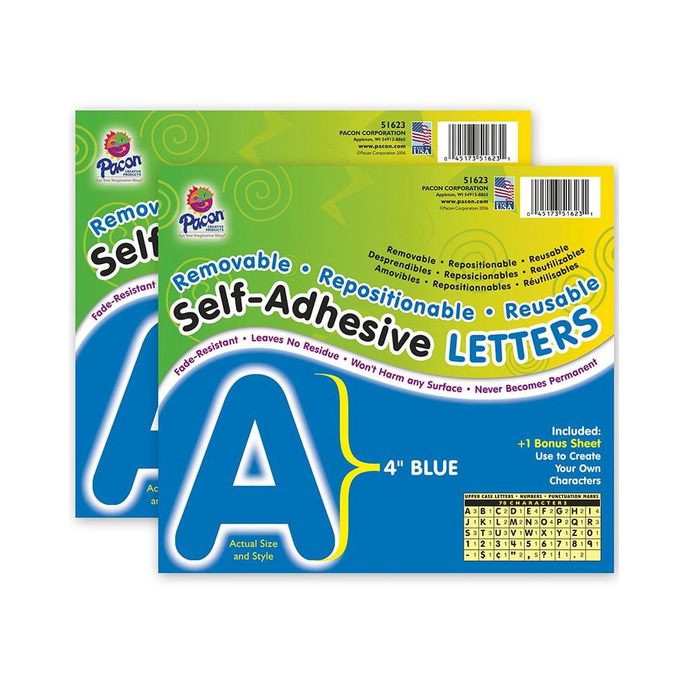 Pacon Self-Adhesive Letters, Blue, Puffy Font, 4-Inch, 156 Pieces