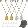 thumbnail image 1 of 4 cadenas para gorras de béisbol de 12,5 cm de largo, 4 estilos, doradas/plateadas, con colgante ovalado, de acero inoxidable 304. Accesorios para gorras de camionero., 1 of 6