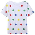 thumbnail image 3 of YMNXA Big Kids Girls T Shirt Short Sleeve Crew Neck Polka Dot Print Soft Comfortable Basic Tee Top For Casual Daily Wear White 3-4 Years, 3 of 3