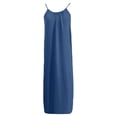 thumbnail image 6 of WULMLEO Womens Cotton Linen Spaghetti Strap Maxi Dresses Trendy Summer Backless Sleeveless Loose Flowy Vacation Dress Navy M, 6 of 9