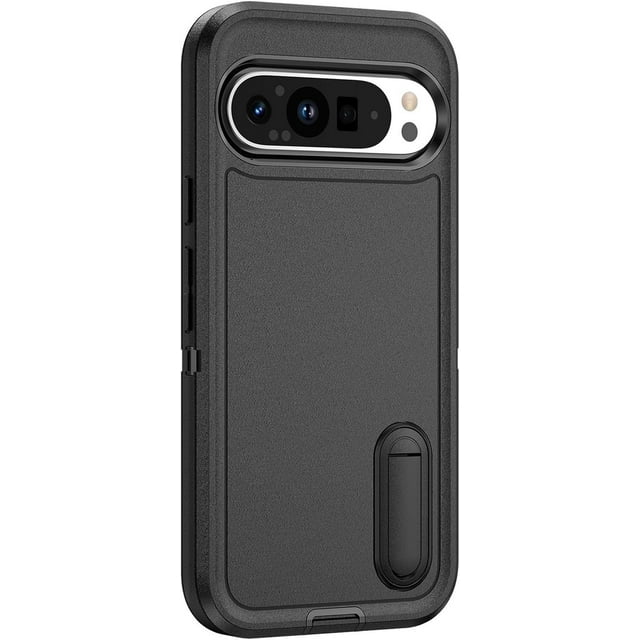KOMI Black, 9ProXL, Anti -Fall Case for Google Pixel 9/ 9Pro/ 9ProXL, Small Kickstand, Back Case Ultra -Thin and Light Military Grade Protection Shockproof Shell