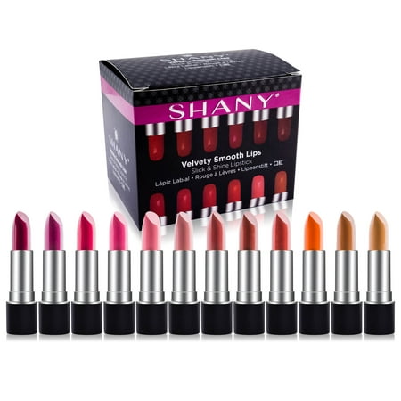 SHANY Slick & Shine Lipstick Set - 12 color Long Lasting & (Best Red Lipstick For Pale Skin Blonde Hair)