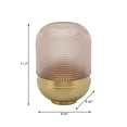 thumbnail image 4 of Textured Glass Vase with Metal Base for Living Room Decor - Contemporary Flower Vase for House or Table Centerpiece - Modern Accent for Home, Entryway, Bedroom, or Office Display - 12", Pink & Gold, 4 of 8