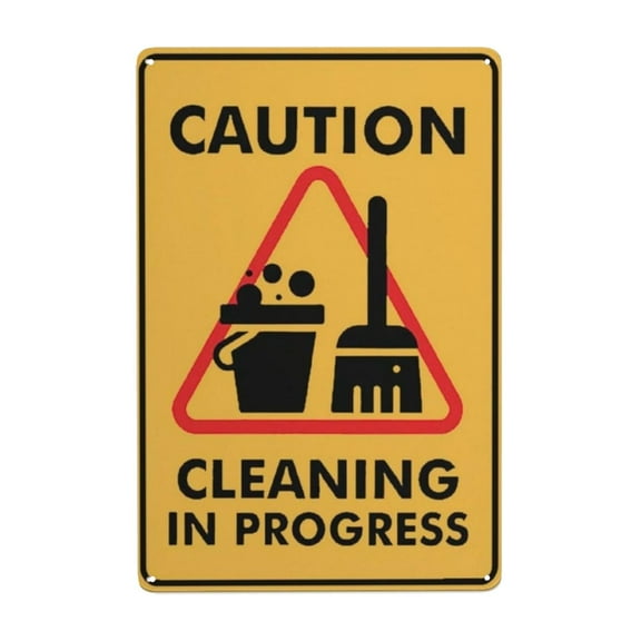 Caution Cleaning In Progress Warning Vintage Metal Tin Signs For Home Office Decorations Bar Farm Garden Garage 8x12 Inch