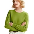 thumbnail image 2 of Womens Sweaters Crew Neck Long Sleeve Tops Knit Soft Pullover Sweaters Cozy Dressy Casual Shirts Fashion Clothing Army Green XL, 2 of 9