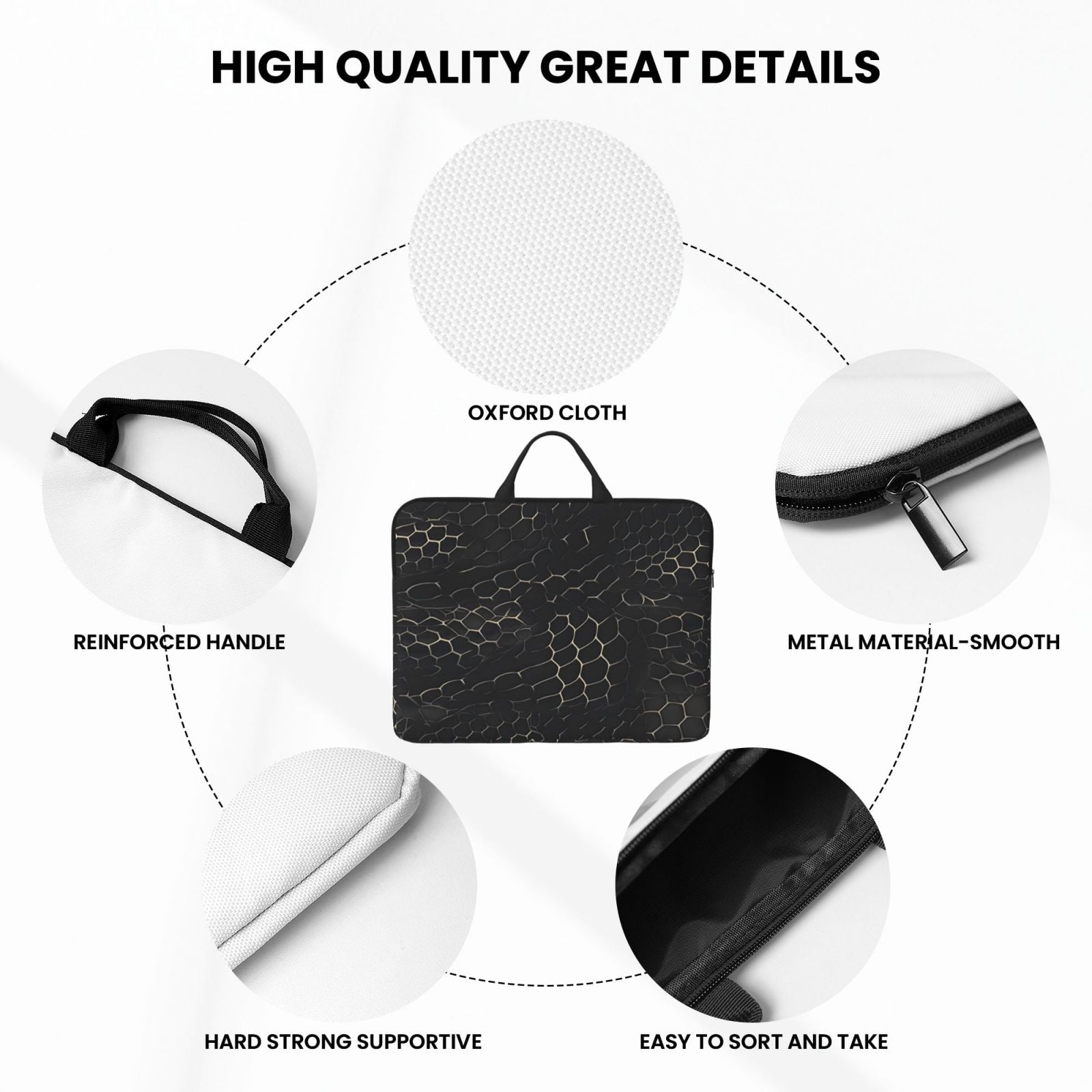 Laptop Sleeve Bag For Women Men 14inch Waterproof Durable Protective Computer Carrying Cover Handle Laptop Case Bag Snake Skin Print Style Darkgray_3