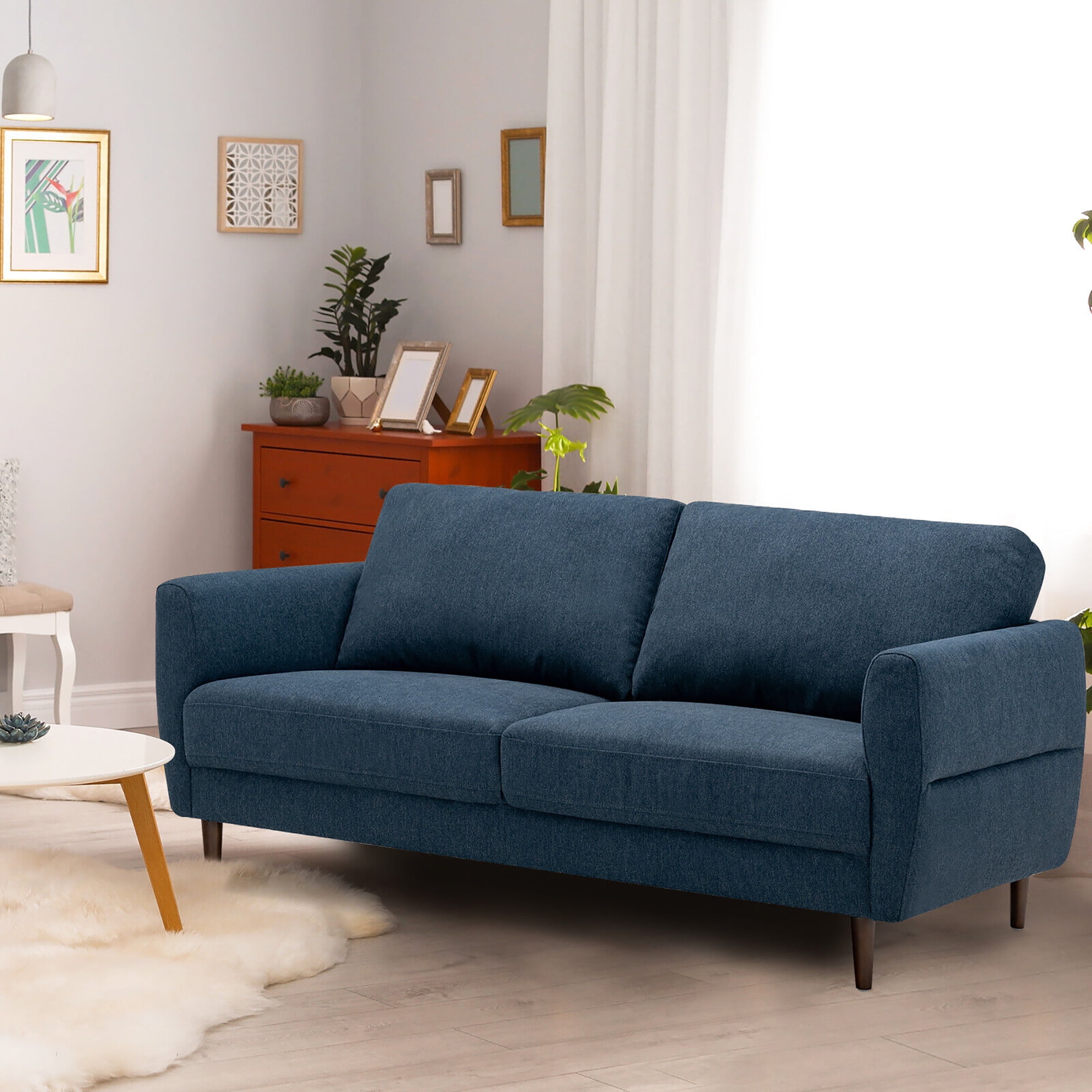 1/26迄 rikoao sofa navy VOUA 4-Seater Corduroy Sofa Set 107.87-in Modern Blue