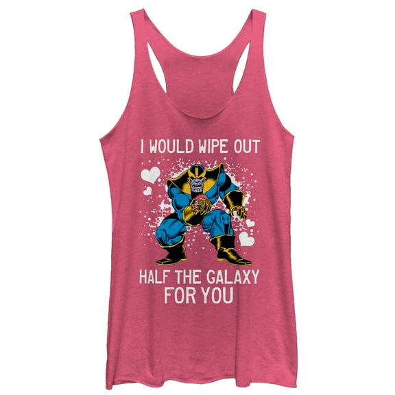Women's Marvel Valentine Thanos Wipe Out Galaxy for You Racerback Tank Top Pink Heather Medium