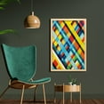 thumbnail image 2 of Colorful Wall Art with Frame, Vivid Colored Lines Stripes with Diagonal Elements Retro Layout with Modern Touch, Printed Fabric Poster for Bathroom Living Room, 23" x 35", Multicolor, by Ambesonne, 2 of 2