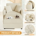 thumbnail image 6 of Gelloan Chaise Lounge Chair Indoor, 42" Sleeper Chair with 2 Throw Pillows and Armrests, Chaise Couch Chair for Living Room, Bedroom, Apartment,Beige,Corduroy, 6 of 8