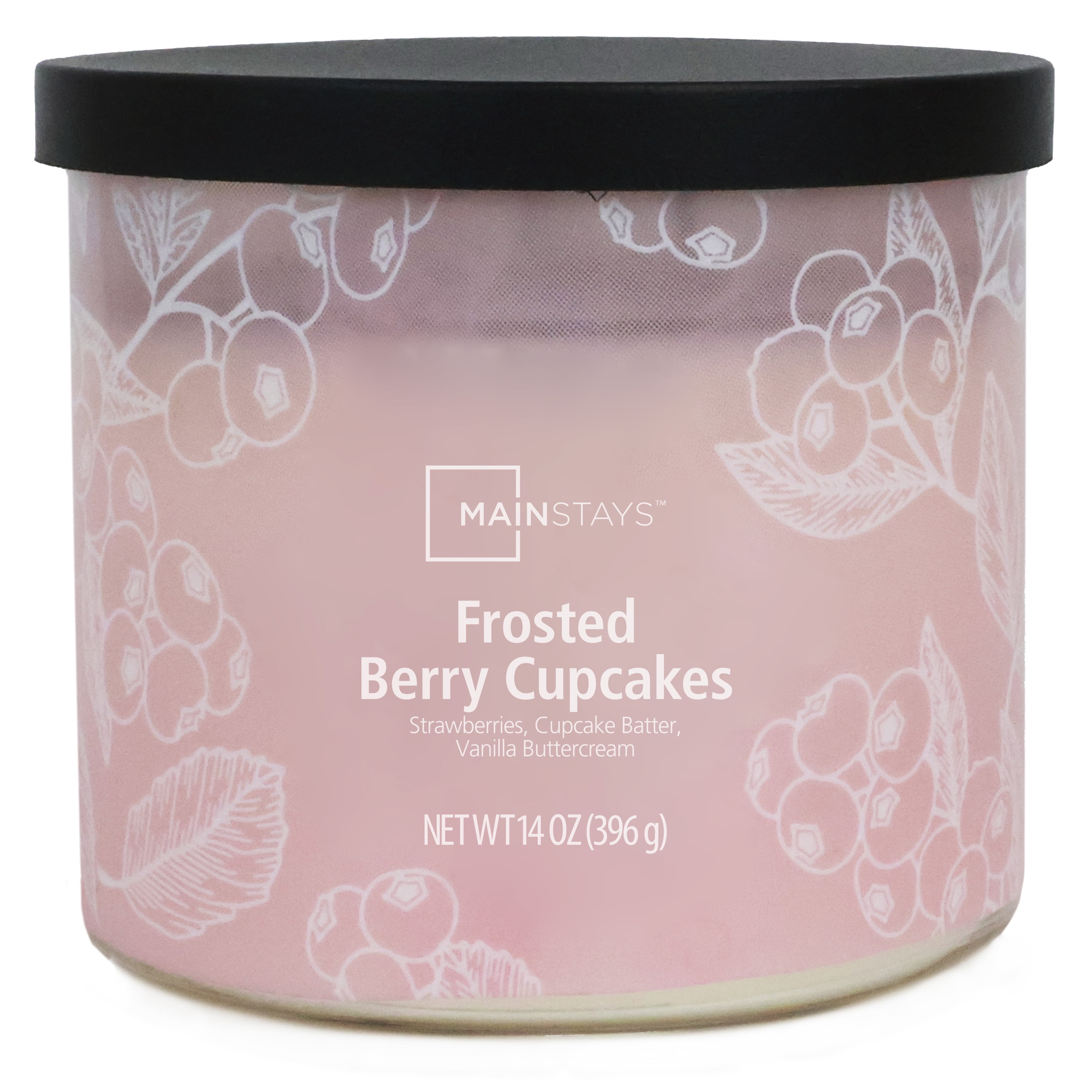 Mainstays 3-Wick Textured Wrapped Frosted Berry Cupcake Scented Candle, 14 oz, MAINSTAYS PL MS 14OZ BERRY