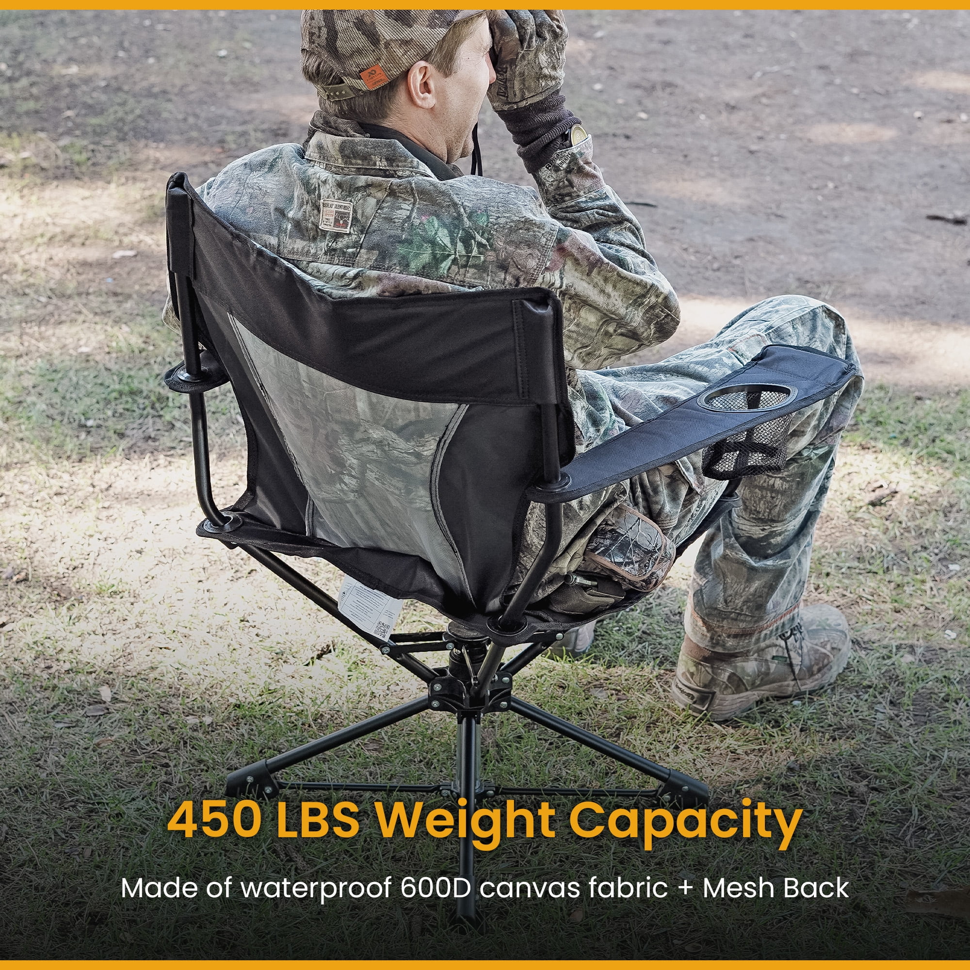 2-Pack Arrowhead Outdoor Folding Swivel Hunting Chair