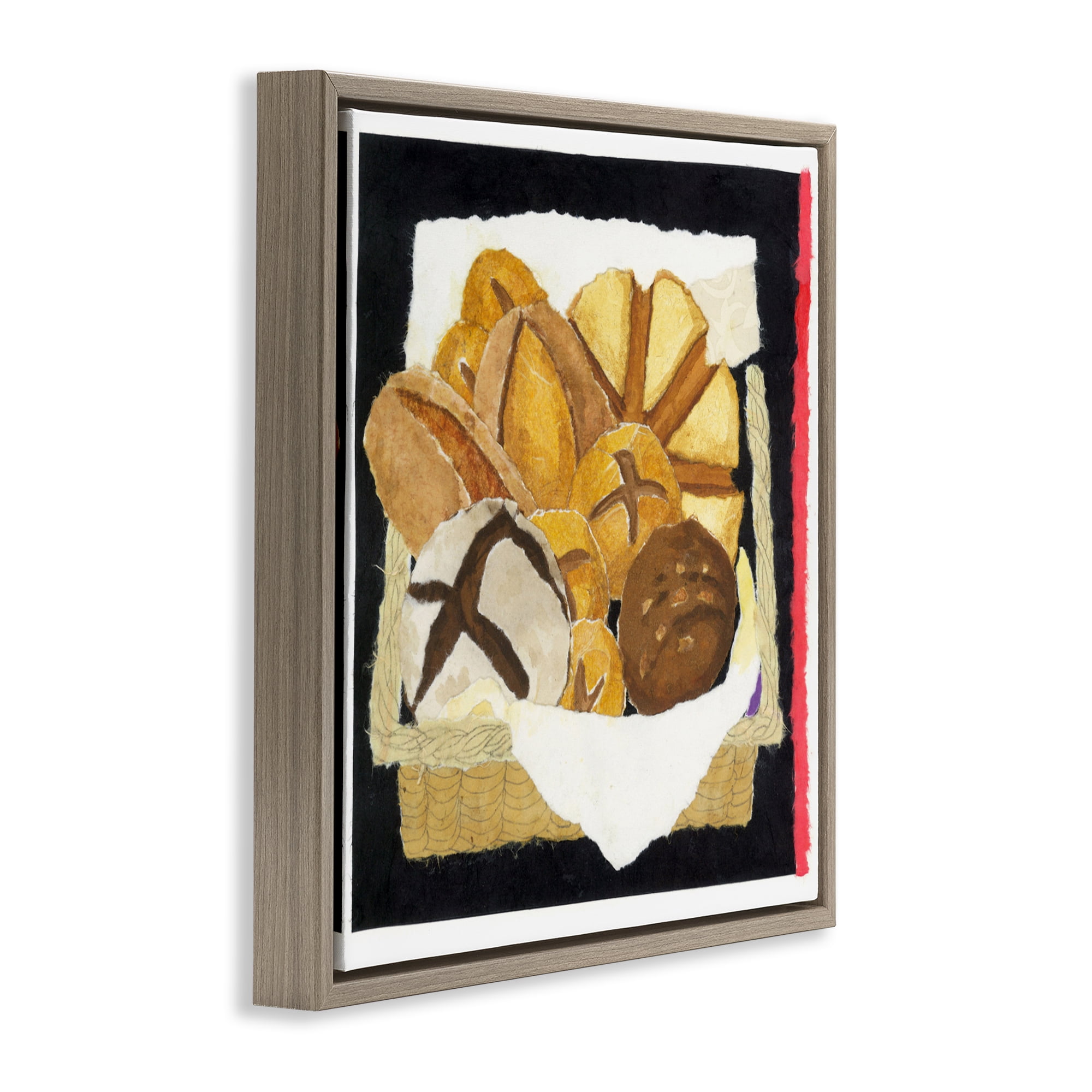 Stupell Industries Bread Box and Stripe Brown Framed Floater Canvas Wall Art, design by Nancy Overton