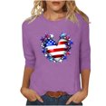thumbnail image 2 of Weiqiqre Summer Tops for Women 2025 4Th of July Shirts for Women 3/4 Sleeve Plus Size T Shirt Round Neck Soft Cotton Tops, 2 of 6