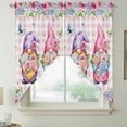 thumbnail image 2 of Spring Gnomes Swag Curtains for Kitchen/Bedroom/Living Room, Botanical Flowers Leaf Pink Buffalo Check Scalloped Curtains 63 Inch Long, Window Swag Topper Curtains Valances 2 Panels Set 36"x63", 2 of 8