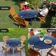 thumbnail image 4 of Navy Blue Ombre Round Tablecloth for 55-60 Inch Tables,Fitted Table Cover with Elastic Edge,Black Hockey Sticks Minimalist Style Waterproof Outdoor Table Cloth Protector for Patio Garden Dinner, 4 of 9