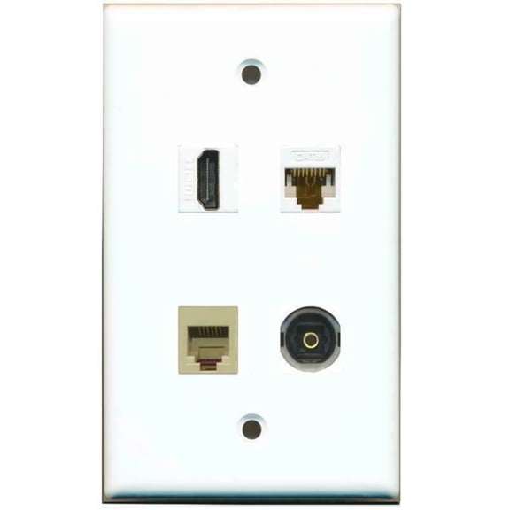 Ultra Spec Cables HDMI Cat6 Ethernet Rj11-12 Phone Toslink Custom Coupler Port Jack Wall Plate F-F