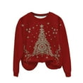 thumbnail image 6 of Christmas Sweatshirts for Women Fashion Vintage Xmas Holiday Tops Casual Christmas Sweater Long Sleeve Outfits Crewneck Fleece Sweatshirt Pullover Top Plus Size, 6 of 7