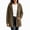 Brown, variant on Women's Open Front Hooded Sherpa Cardigan Jackets Long Sleeve Fleece Jacket with Side Pockets Loose Solid Warm Fall Winter Layering Coat,Size:S-XXXL