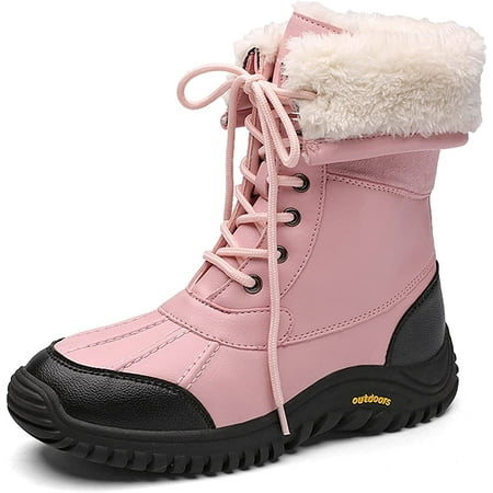 

Womens Snow Boots Anti-slip Winter Warm Fur Lined ankle Boots Ladies Outdoor Waterproof Lace Up Shoes