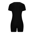thumbnail image 4 of AherBiu Yoga Bodysuits for Women Square Neck Short Sleeve Slim Stretchy Workout Short Jumpsuits Rompers, 4 of 5