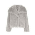 thumbnail image 5 of Rohuuque Women's Faux Fur Coat Fluffy Thick Warm Plush Jacket Long Sleeve Lapel Furry Winter Jackets Shaggy Parka Short Coat Light Blue, 5 of 5
