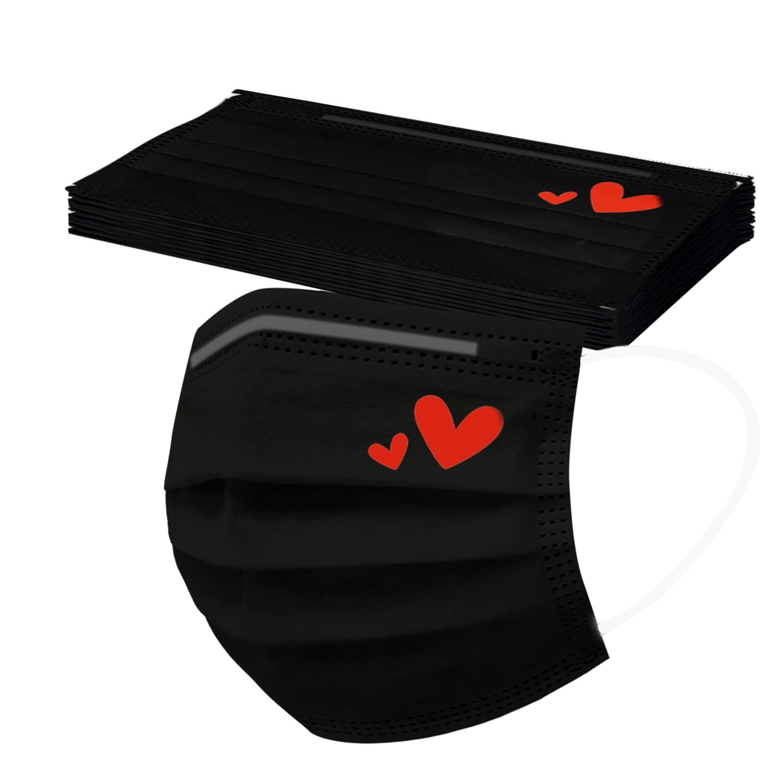 10PCS Adult Black Disposable Mask, Breathable 3Layer Disposable Face