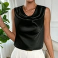 thumbnail image 2 of Women's Cowl Neck Camisole, Satin Tank Tops, Dressy Casual Sleeveless Blouse Shirts Flowy Tank Tops for Women Black S, 2 of 7