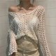 thumbnail image 5 of Blusa de punto calada con bordado de corazón y manga larga de crochet transparente para mujer, estilo bohemio, para vacaciones y playa, 5 of 5
